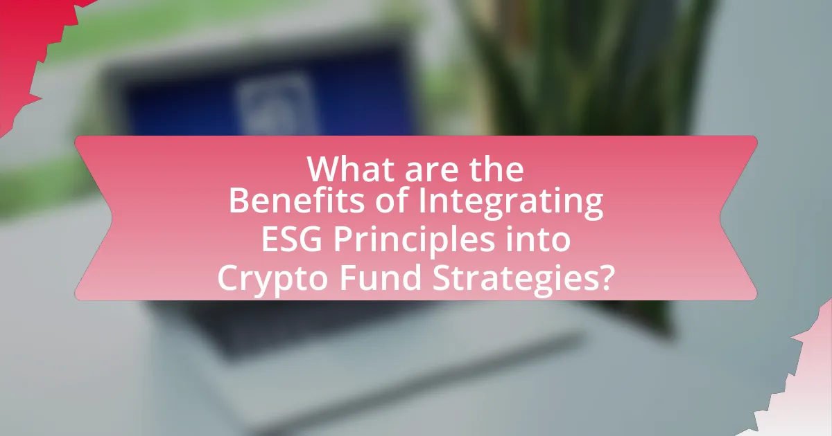 What are the Benefits of Integrating ESG Principles into Crypto Fund Strategies?