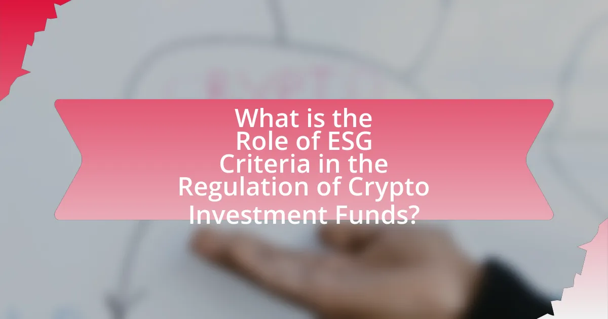What is the Role of ESG Criteria in the Regulation of Crypto Investment Funds?